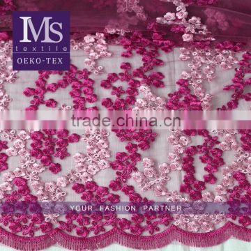 2016 Embroidered Floral jacquard lace fabric wholesale Bridal Dress French Lace Fabric