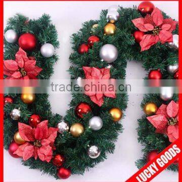 wholesale decorative 2.7m Christmas wreath with red bowtie