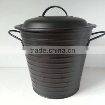 best price black coating Coal bucket with lid