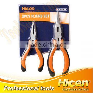 2pcs Bi-color PP+TPR Long Nose Pliers Set