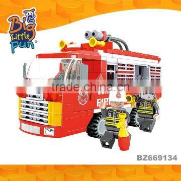 Wholesale plastic building blocks toy fire engine truck for sale for children educational