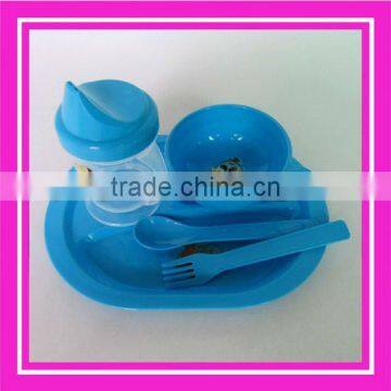 5pcs blue dinerware plastic picnic set