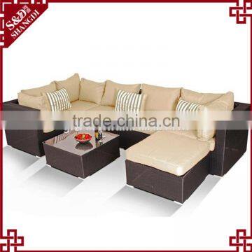 S&D luxury rattan garden sofa wicker sectional sofa outdoor furniture