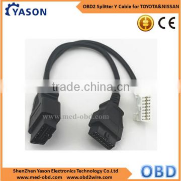 OBDII Splitter Y Cable,J1962 Male Connector to 2pcs J1962 Female Connector,1ft