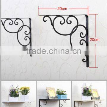 WROUGHT IRON GARDEN GARAGE SHELF HANGING BASKET SCROLL BRACKET