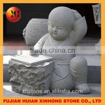 Granite Lovely Little Monk Stone Statue Hands on Chin photo-6