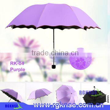 Colorful Water bloom flower umbrella beautiful rain folding umbrella