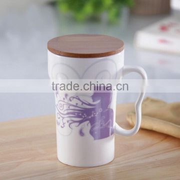 stocked drinkware type ceramic coffee mug with bamboo lid,mug with bamboo top