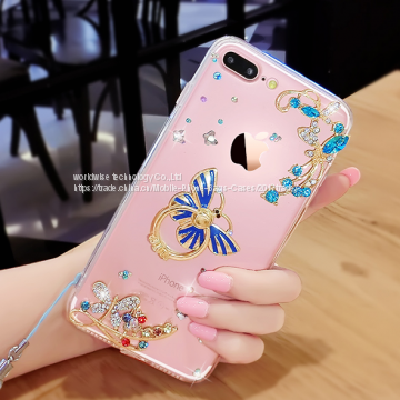 Ring Stent Holder Soft Silicone Cell Phone Cover Case Diamond Mobile Phone Cases for IPhone7/7Plus/6/6s/6plus/6splus photo-5