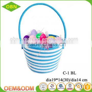 Personalized cotton cord coiled stylish empty easter egg storage basket with handle