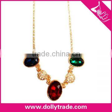 Fashion Colorful Pretty Stones in Gold Plating Rhinestone Choker Necklace