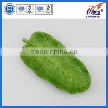 Big Size Hand Painted Leaf Shaped Ceramic Plates for Fruit