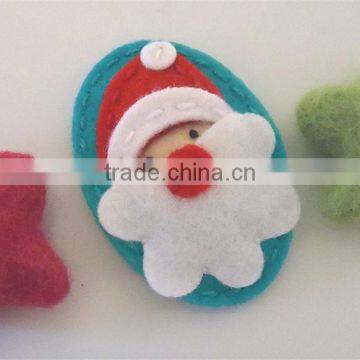 2017 felt hair clip Santa Father Christmas decoration for girls made in China