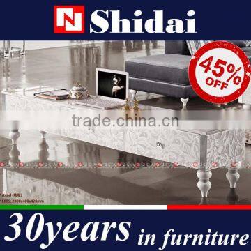 Pure White Marble tv Stand With Special Pattern in Side LV-E805