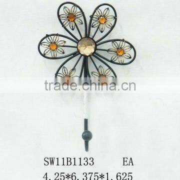 Metal flower wall hook