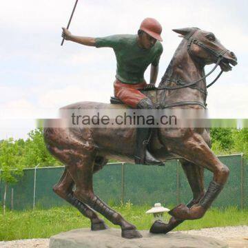 Outdoor Garden Deco Life Size Man Riding Horse Statue Bronze Sculpture photo-2