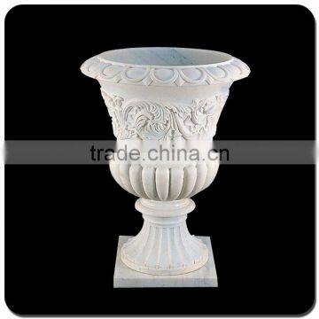 Cheap Landscaping White Marble Decorative Outdoor Flower Pots photo-2