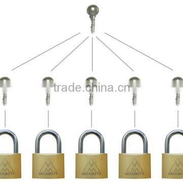 Brass padlock with master key
