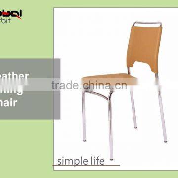 Industrial Style Black PVC Leather Chair Metal Stool Dining Chair photo-2