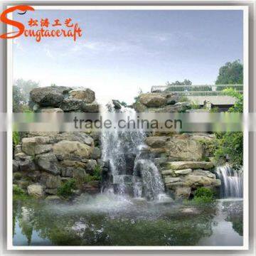 Factory design large outdoor artificial fiberglass decoration waterfall rocks for gardens