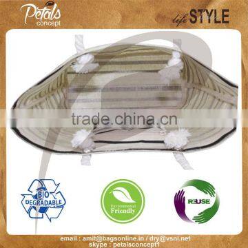 Jute Beach Bag With Multicolor Stripe Print for Fashion photo-4