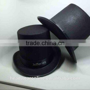 Fashion Black Round Top Hat With Custom Printing Logo Ribbon photo-3
