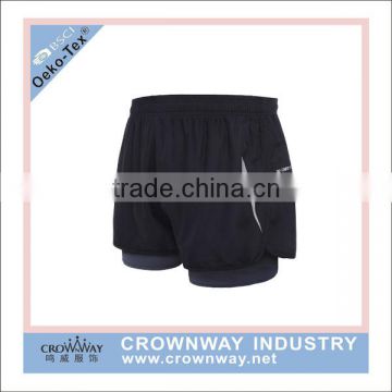 polyester spandex two layer men running shorts