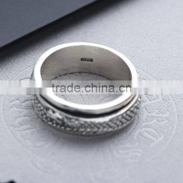 Fancy Chinese Dragon Design Cool Punk Style Brass / 925 Sterling Silver Men's Ring photo-4