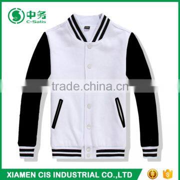 Custom Logo American Style Blue and White Mens Plain Varsity Baseball Jacket photo-6