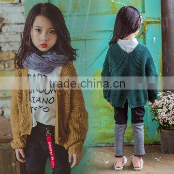 2-7 Years New 2017 Wholesale Autumn Full Sleeves Knitted Solid Color Kids Girls Jackets photo-3