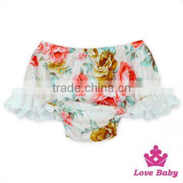 66TQZ460 Lovebaby Fancy Girl Ruffle Lace Short Printed Flowers Pants