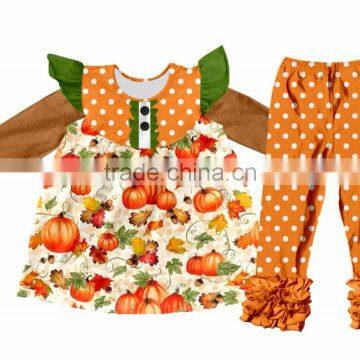 2017 Yiwu Children Clothes Fall Girls Tunic Clothing Sets Wholesale Ruffle Pants Outfit Kids Clothing Baby Clothes photo-2