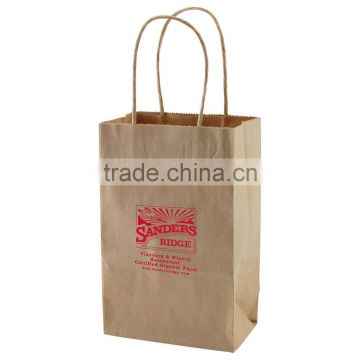 USA Made Natural Kraft Shopping Bag - dimensions are 5.25" x 3.25" x 8.5 and comes with your logo.