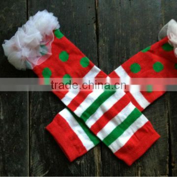 Christmas X-mas xmas baby girls leg warmers with chiffon ruffle baby leg warmer,legging