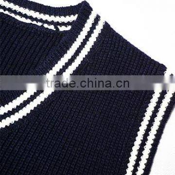 Cool Junior Uniform V Neck Sleeveless Sweater Men Vest Cotton With Two Colors photo-5