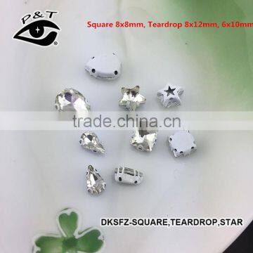 Hot Sales 8x8mm Square Shape Sew on Crystal Rhinestone With Metal Claw photo-2