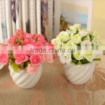 Lovely Decorative Artificial Silk Restaurant Table Vase Crystal Rose Flower photo-2