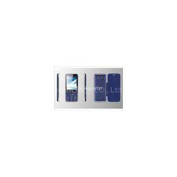 Blue Dual Sim Cards Dual Standby Phone , Four Frequency Slim Bar Mobile