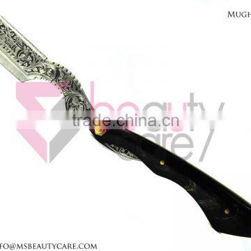 Stainless Steel Barber Razor Hand Engraved With Buffalo Horn photo-4
