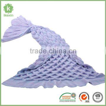 Knitted Fabric Mermaid tail Blanket crochet with Scales Pattern