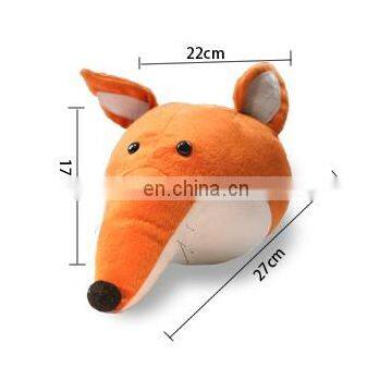 Cheap super cute fulffy fox animal head Wall Mount plush art toy