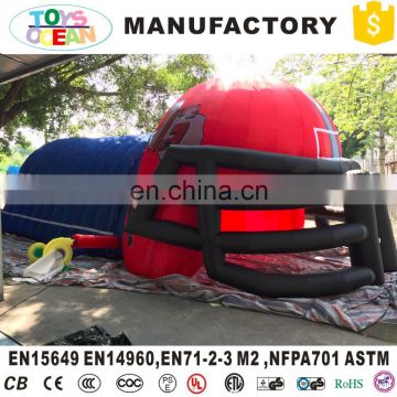 Printing logo inflatable football helmet tunnel for entrance sport field