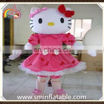 Lovely hello kitty mascot costume, fur figure fancy dress costume for adult