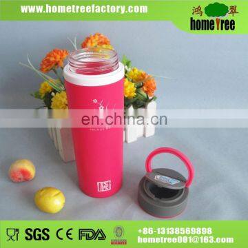 Portable Pill Box Plastic Tumbler Bottle With Glass Inner Water Bottle Glass Silicone