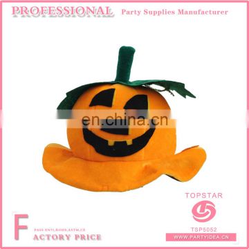 Pumpkin halloween masquerade custom party hats made by plush fabric yellow color