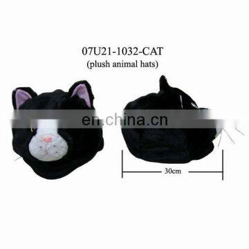 plush black cat party hat,lovely animal winter caps