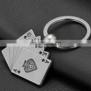 Custom Promotion Gifts Fashion Poker Shape Stainless Metal Keychain photo-3