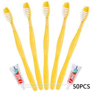 50 Sets Clean Disposable Friendly Soft Bristle Toothbrush Toothpaste Wash Gargle Suit for Travel Camping