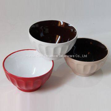 Various Color fashion pumpkin shaped embossed ceramic porcelain bowl for promotional