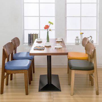 Classic style leather cushion wooden dining chairs